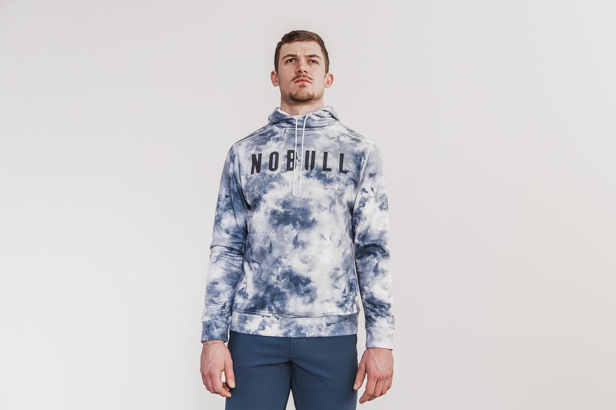 Nobull Tie-Dye Men\'s Hoodie White | Australia (JN0986)